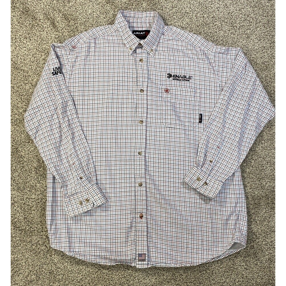 Ariat FR Shirt Mens XL Grid Flame Resistant CAT 2 8.9 ATPV Long Sleeve Work